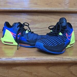 Nike LeBron Witness Kids Sneakers - Black, Blue, and Neon Yellow